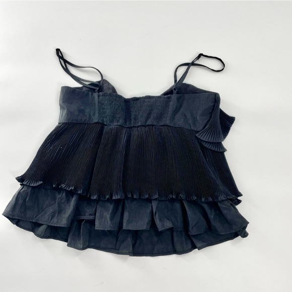 DO+BE Tank Top Ruffled Black Size Small Textured Cropped Boxy Blouse - Picture 5 of 9